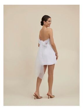 Park & Fifth White Strapless Mini Dress with Sheer Bow Back
